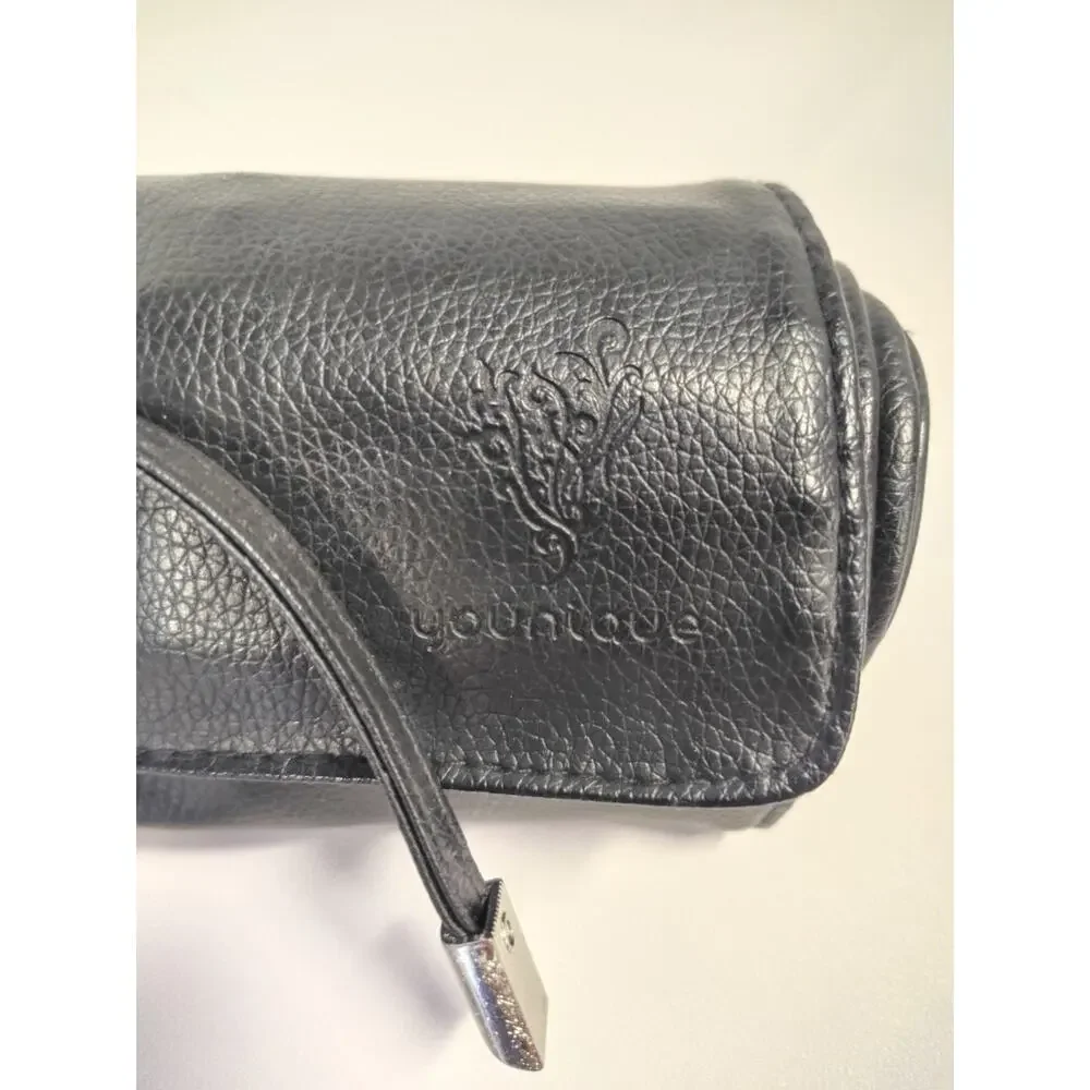 Younique Makeup Brush Case Roll Up Bag Zipper Pouch & Tie-15 slots Black Purple